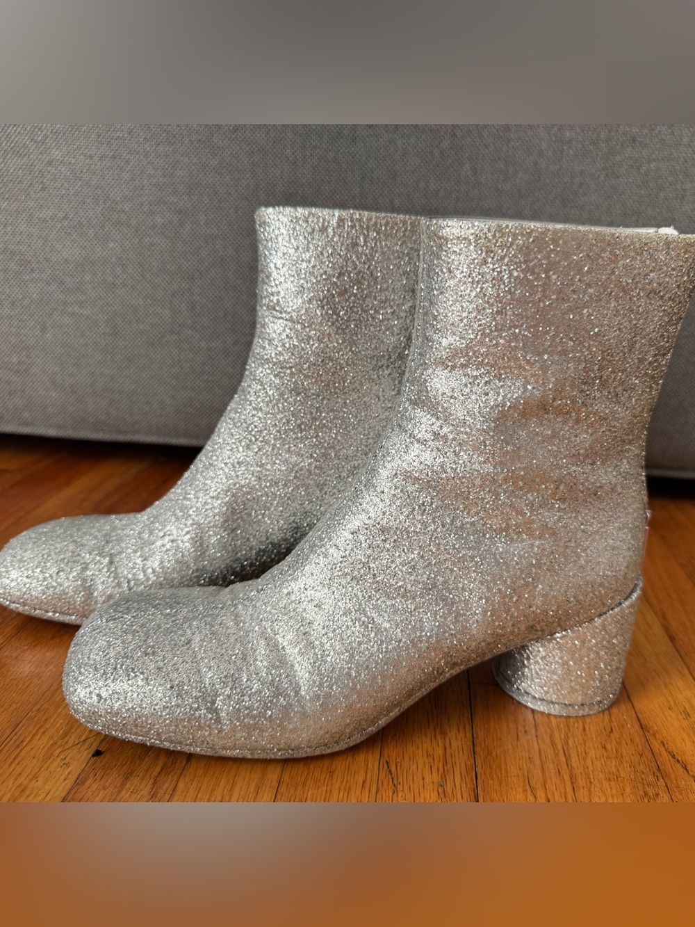 MM6 Maison Martin Margiela Silver Glitter Ankle Boots